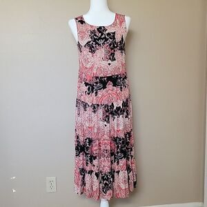 Lascana Boho Paisley Floral Printed Tiered Midi Dress - Size 6